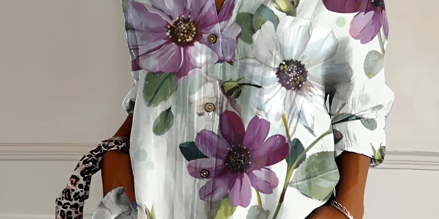 MELODIE™ – Elegant Floral Button Shirt