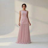 Claudia - Long sleeveless dress with pleat details